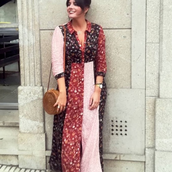 zara patchwork print dress